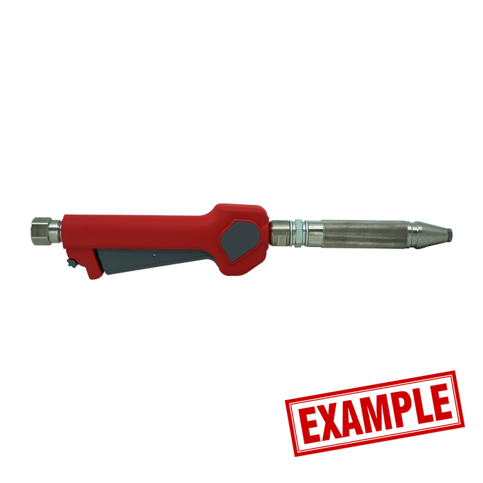 Linear spray gun with emergency stop